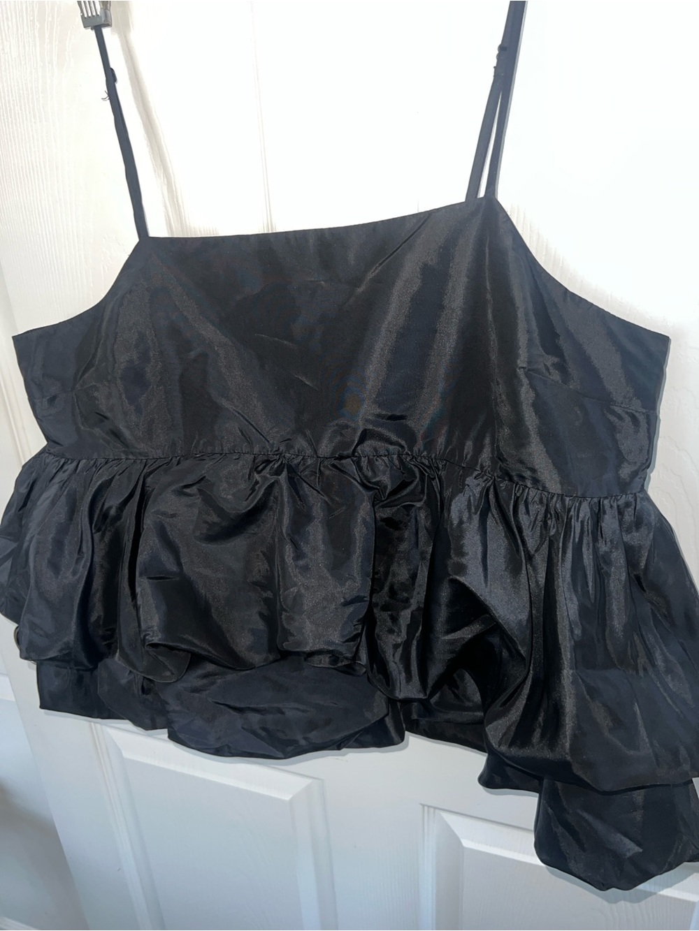 a new day Black Ruffled Satin Camisole